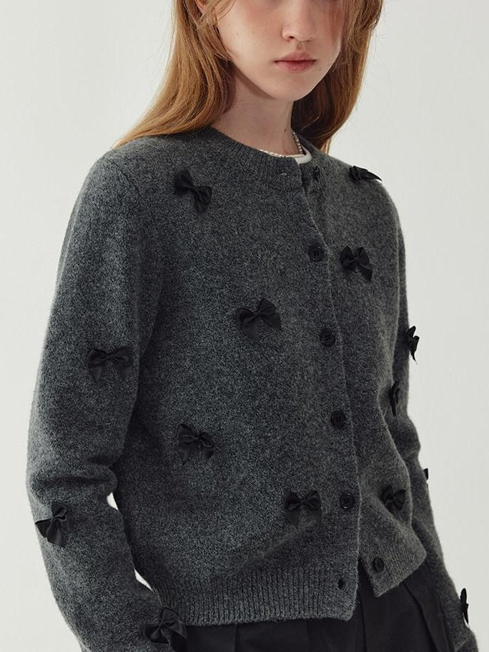 fano Minimal Commuter Cropped Crewneck Long Sleeve Women Polyester Cardigans