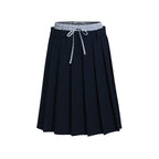 fano_Classic_Pleated_Mid_Waist_Korean_Office_Navy_Polyester_Rayon_Midi_Skirts_MISSTT
