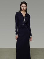 unspoken Breathable Modal Faux Twopiece Slim A Line V-neck Commuter Maxi Dresses