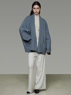 unspoken Pure Sheepswool Structured Tailoring Relaxed Fit Mist Blue Wool Coats