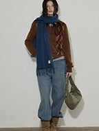 Lofi choose Soft Midweight British Argyle Contrast Button Women Knitwear Cardigans