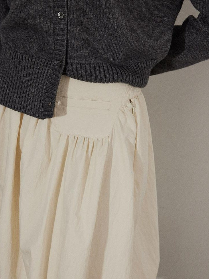 Lofi choose High Waist Irregular Hem Loose Fit Workwear Solid Beige Office Midi Skirts