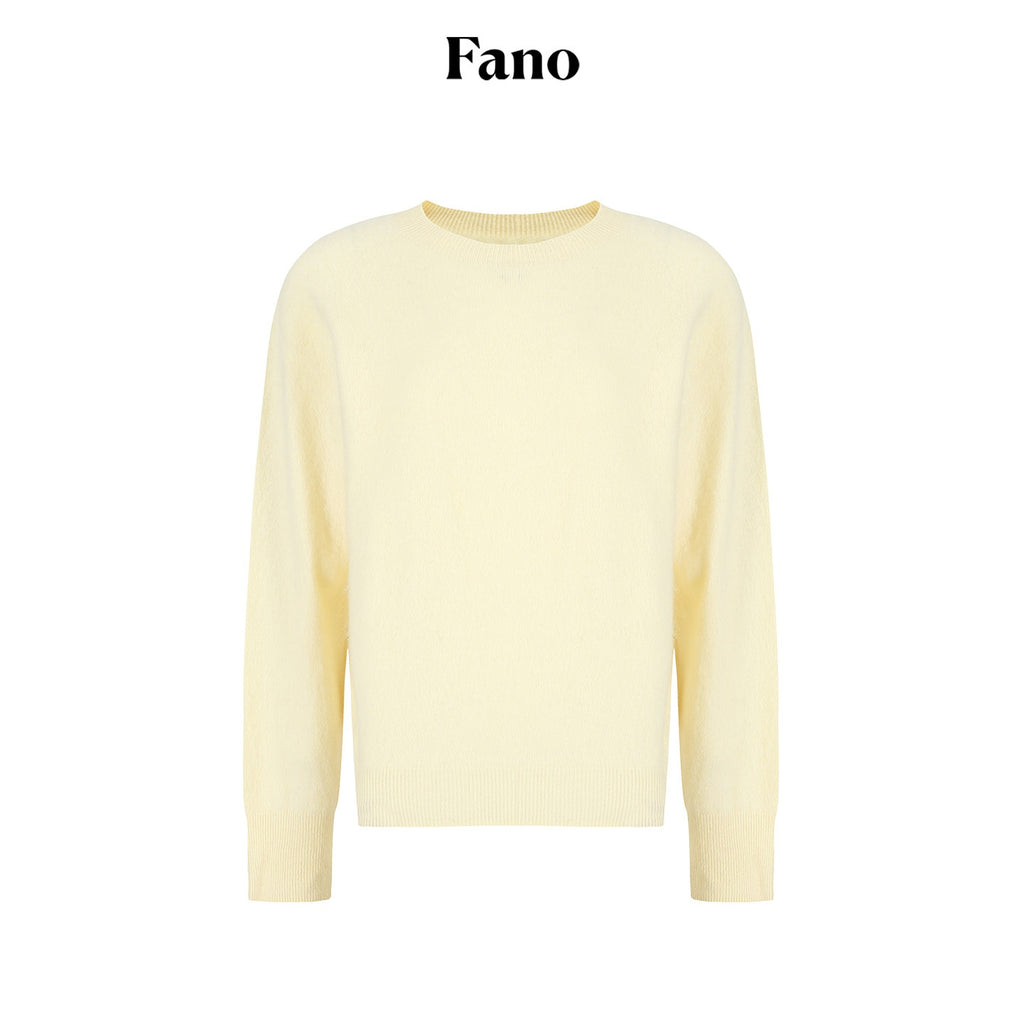 fano Soft Wool Cashmere Blend Relaxed Fit Crew Neck Women Knit Pullover Sweaters