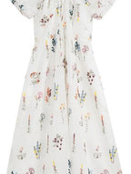 fano Lyocell Embroidered High Waist Puff Sleeve Aline Square Neck Party Maxi Dresses