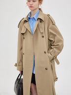 fano Single Breasted Stand Collar Relaxed Fit Women Polyester Lined Trench Coats