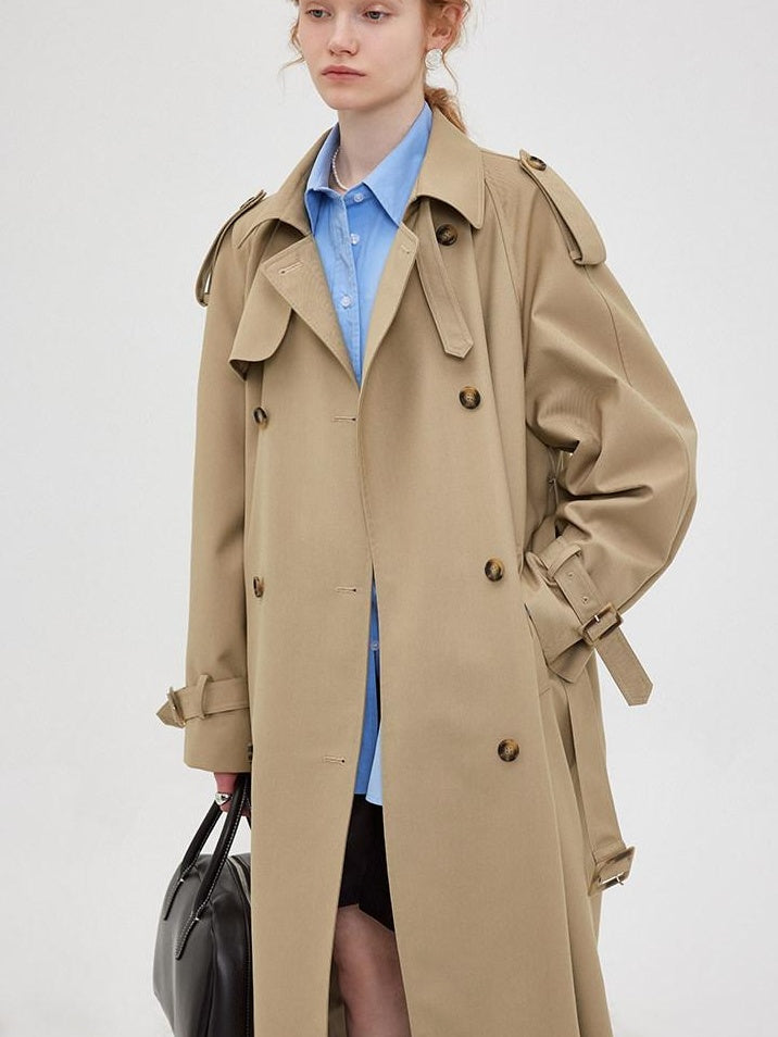 fano Single Breasted Stand Collar Relaxed Fit Women Polyester Lined Trench Coats