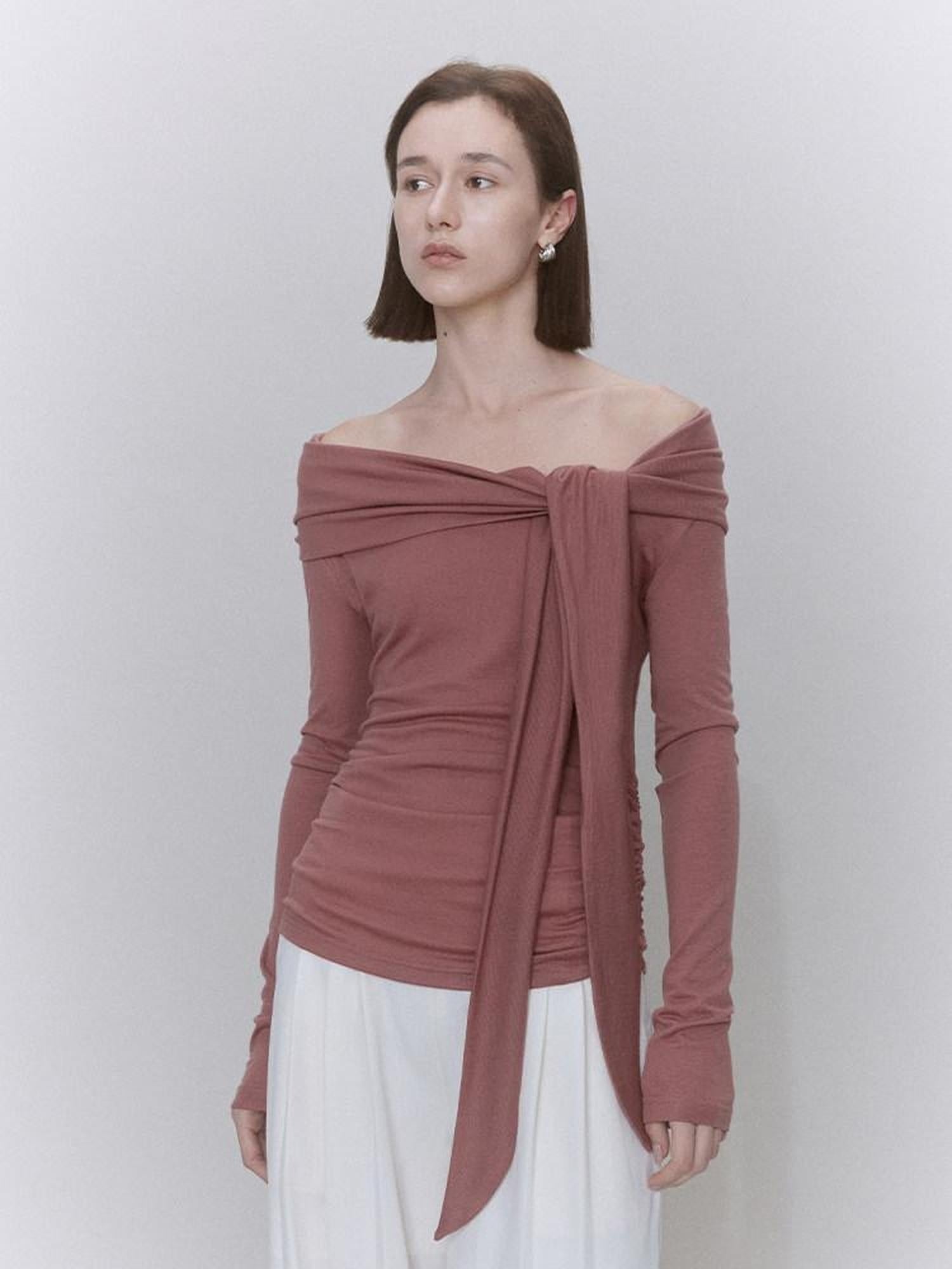 someone sometimes Soft Lyocell Wool Blend Office Commuter Women Cherry Pink Long Sleeve T-Shirts