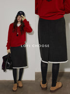 Lofi choose High Waist Office Ready Solid Panel Straight Loose Fit Women Midi Skirts