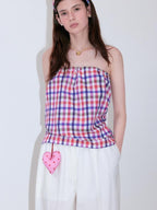 fano Rainbow Plaid Stretch Oversized H Silhouette High Waist Women Tube Tops