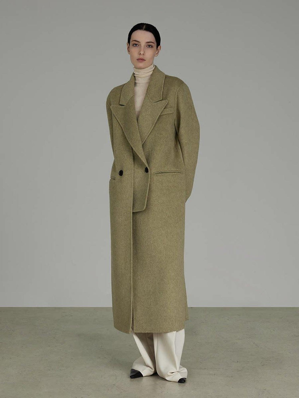 unspoken 70 Wool 30 Polyester Blend Minimalist Straight Double Breasted Blazer Wool Coats