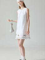 fano Breathable Recycled Linen Blend Korean Office A Line Sleeveless Midi Dresses