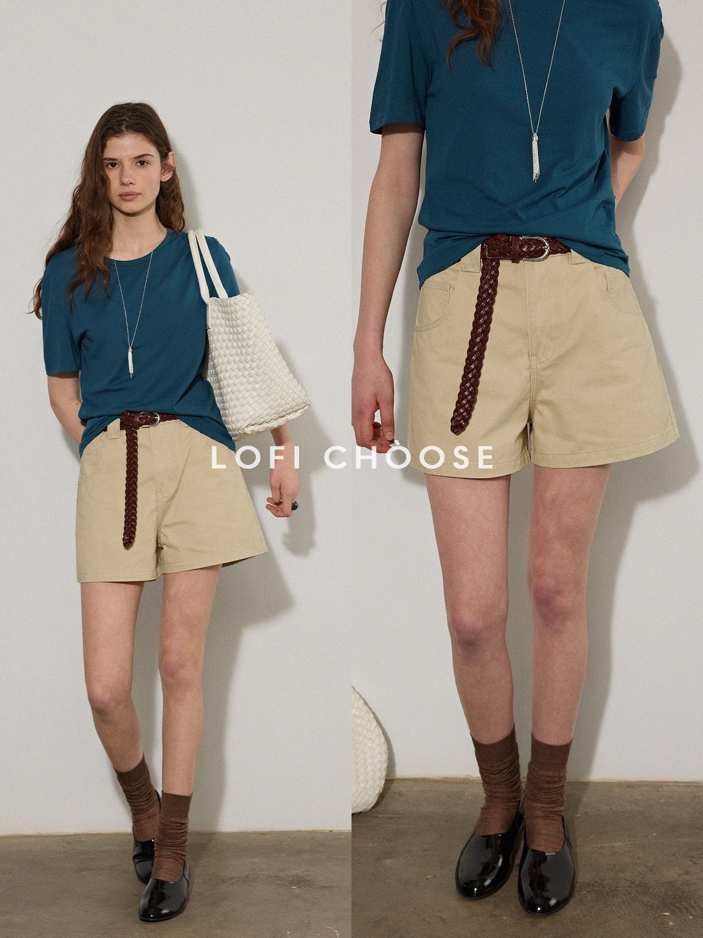 Lofi_choose_High_Waist_Distressed_Loose_Fit_Women_Zip_Washed_Green_Mid-Length_Shorts_MISSTT