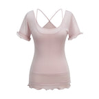 someonesometimes Soft Tencel Lyocell Blend U Neck Two Piece Casual Short Sleeve T-Shirts
