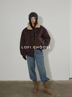Lofi choose 90 Percent White Duck Down Oversized Turn Down Collar Plum Purple Down Jackets
