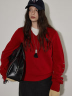 Lofi choose Cozy Thick V-neck Loose Fit Office Pullover Knit Long Sleeve Sweaters
