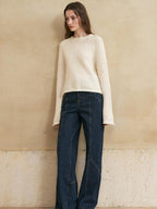 someone sometimes Washed Denim Relaxed Natural Waist Casual Zip Fly Blue Straight Leg Jeans