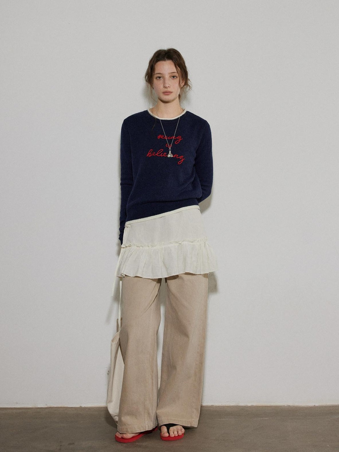 Lofi choose Colorblock Pullover Relaxed Fit Commuter Crewneck Casual Office Sweatshirt