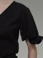 unspoken Breathable Lyocell Minimalist Office Loose V-neck Women Pullover Blouses