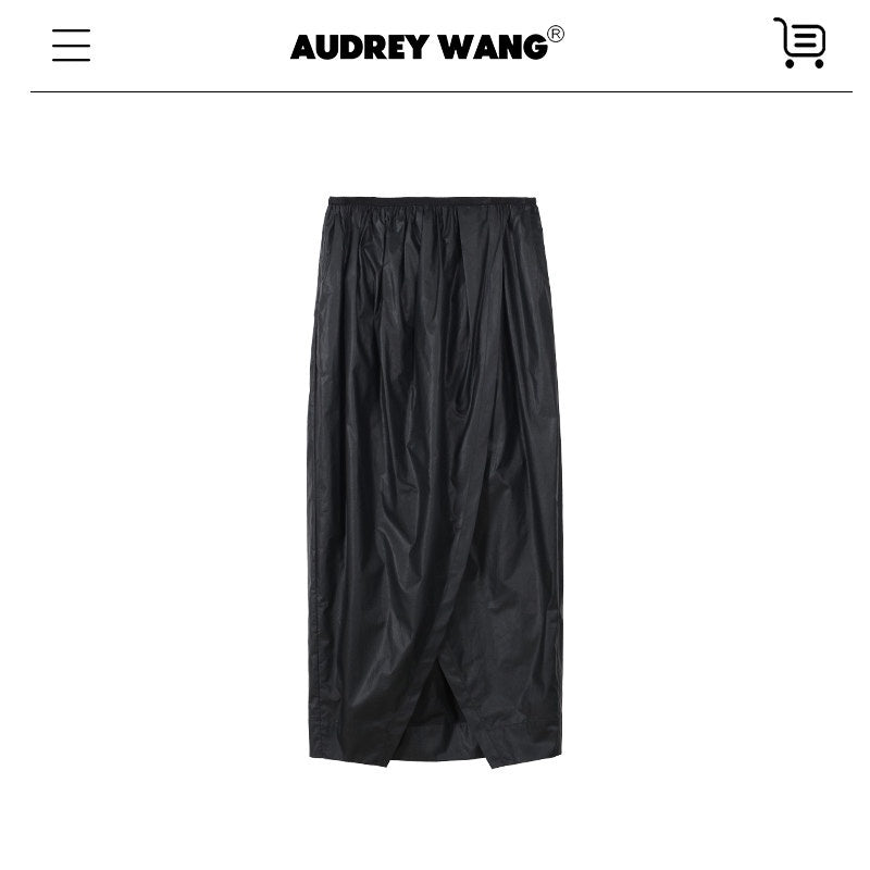 audreyyang_Shape_Retaining_Cotton_Pleated_Bubble_Midrise_Elastic_Front_Slit_Midi_Skirts_MISSTT