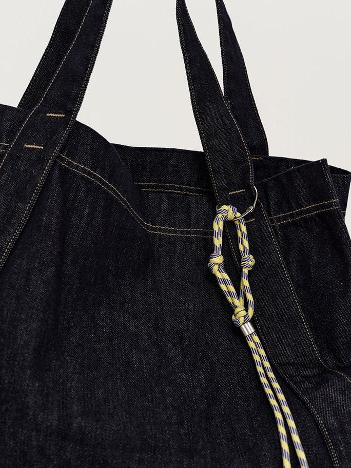 fano Spacious Open Top Casual Minimalist Denim Blue Everyday Women Tote Bags