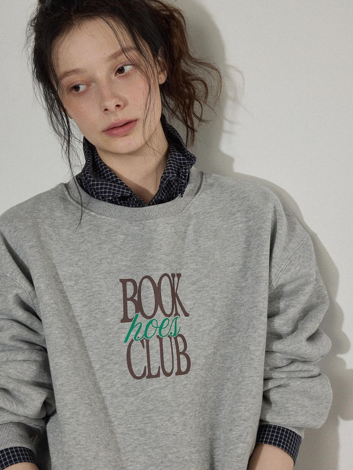 Lofi choose Fleece Lined Oversized Crew Neck Workwear Women Cotton Polyester Blend Sweatshirt