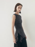 someonesometimes Original Strappy Solid Viscose Stretch Tee Off Shoulder Crop Tops
