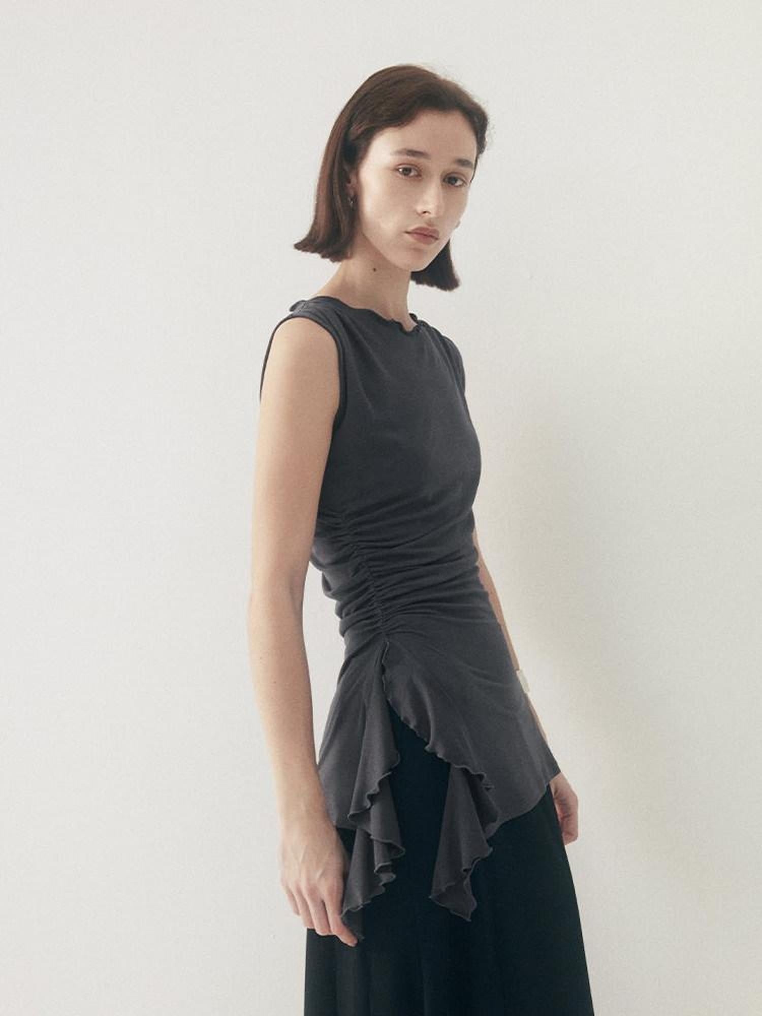 someonesometimes Original Strappy Solid Viscose Stretch Tee Off Shoulder Crop Tops