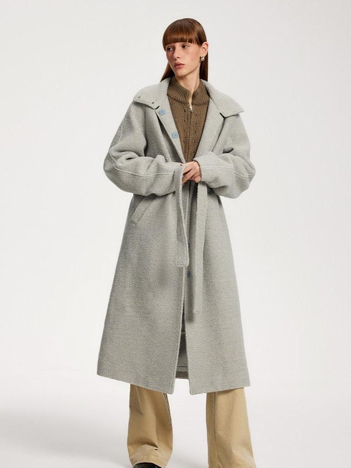 someone sometimes Acrylic Wool Blend Stand Collar Open Front Commuter Knit Brown Cardigans