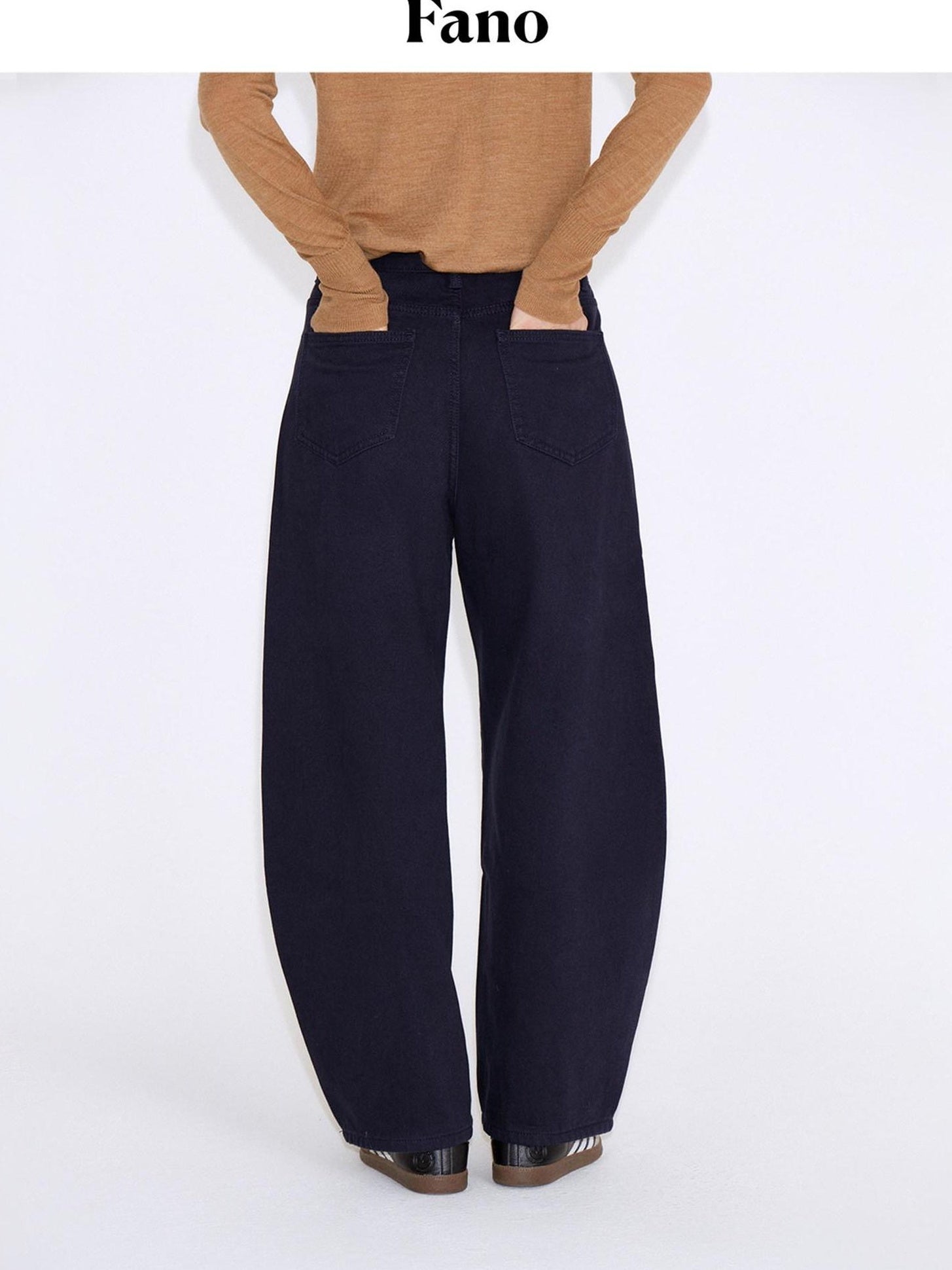 fano 100 Percent Cotton Casual Navy Natural Waist Womens Wide Leg Jeans