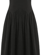 fano Pure Cotton U Neck Sleeveless A Line Korean Office Dress Women Black Maxi Dresses