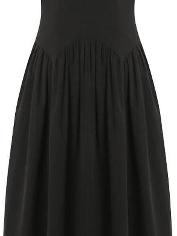 fano Pure Cotton U Neck Sleeveless A Line Korean Office Dress Women Black Maxi Dresses
