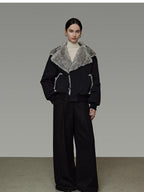unspoken Warm Thick Fur Collar Loose Commuter Women Black Everyday Short Coat