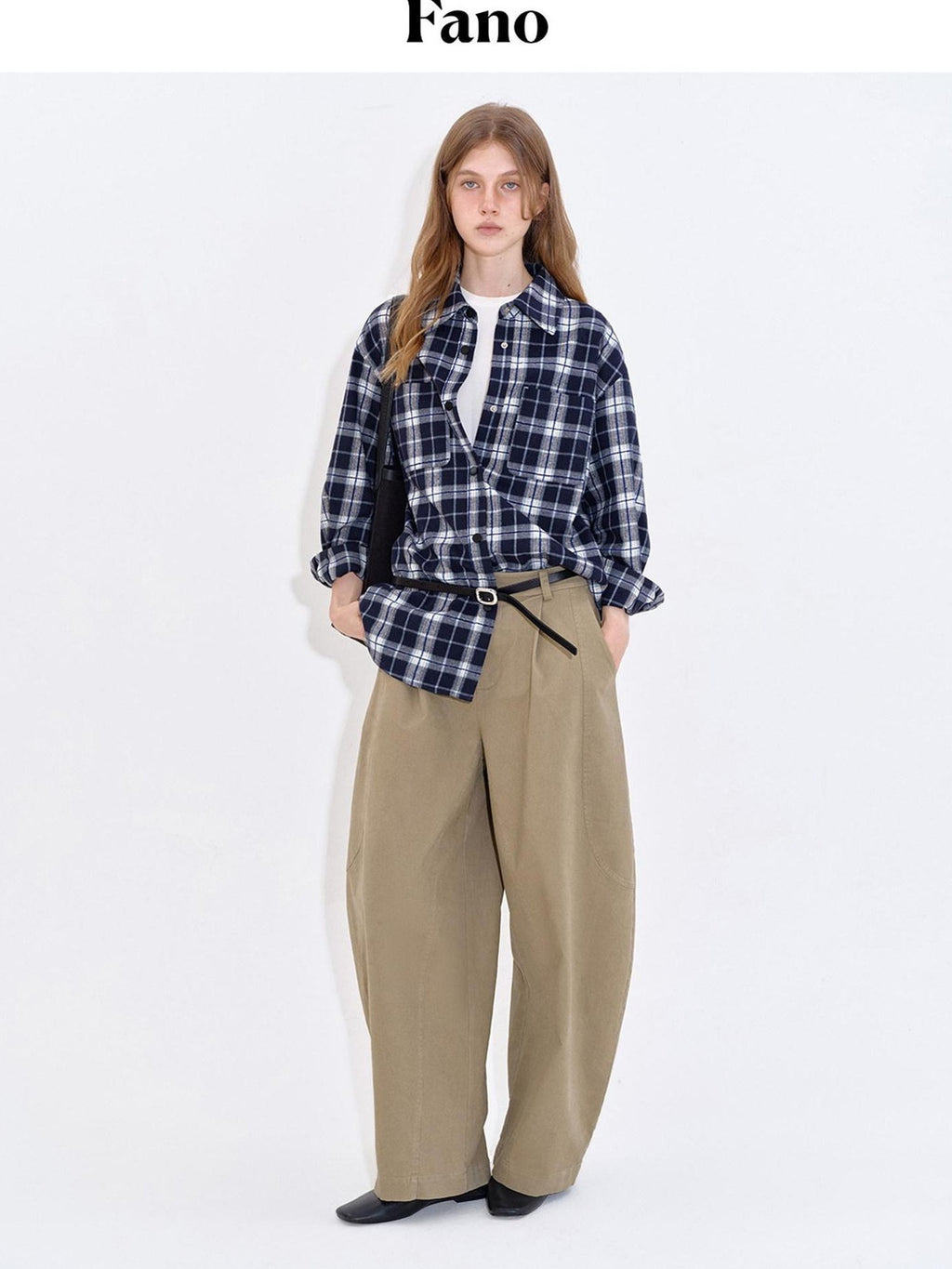 fano Breathable Cotton Khaki Natural Waist Casual Zipper Fly Women Wide Leg Pants