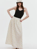 fano Lined 100% Cotton Soft Plaid A Line Mid Waist Loose Fit Korean Maxi Skirts