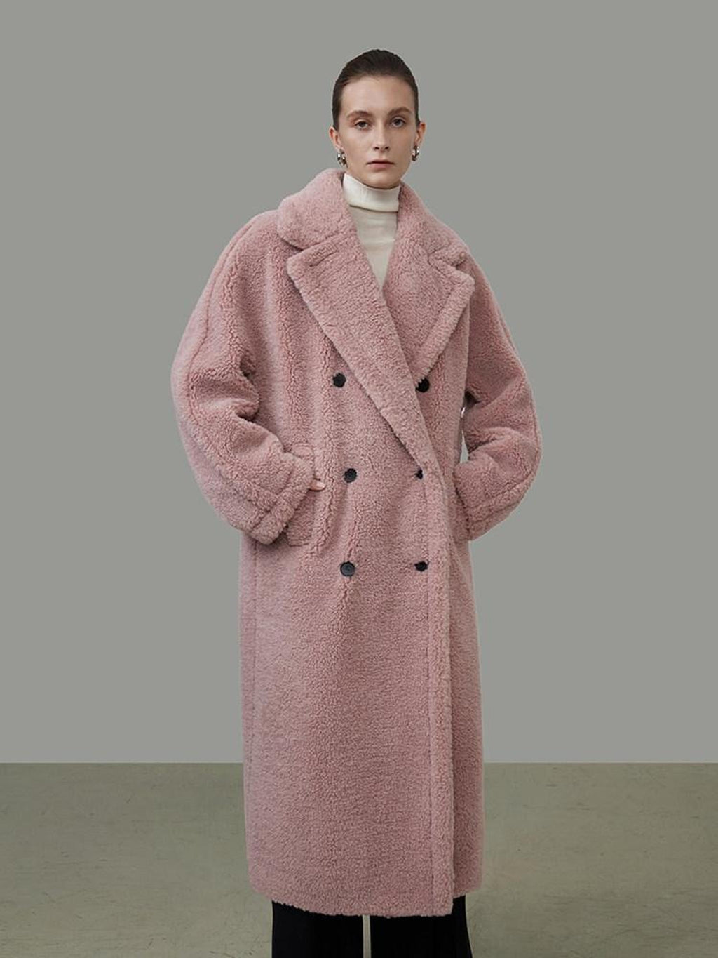unspoken Thick Warm Tailored Straight Cut Double Breasted Long Women Wool Coats