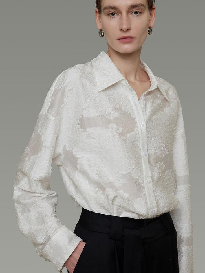 unspoken Breathable Lyocell Loose Fit Button Cardigan Women Work White Long Sleeve Shirts