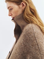 someonesometimes Alpaca Blend Double Breasted Casual Loose Fit Women Lapel Dusty Camel Short Coat