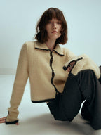 someonesometimes Soft Mohair Wool Blend Slim Short Lapel Buttoned Women Knitwear Cardigans