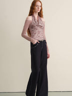 someone sometimes Stretch Minimal Natural Waist Topstitch Detail Women Midnight Blue Flared Jeans