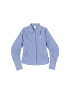 ikyou Embroidered Striped Slim Fit Commuter Long Sleeve Collared Cotton Shirts