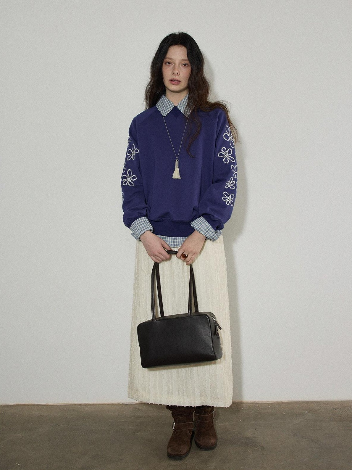 Lofi choose Breathable Lyocell Blend Pleated Loose Commuter Elastic Waist Maxi Skirts