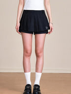 ikyou Shape Retaining Embroidered Pleated A Line Mid Waist Casual Women Mini Skirts