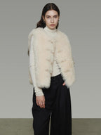 unspoken Wool Fleece Lined Single Button V-neck Tailored Workwear Beige Cropped Jackets