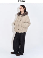 fano 90 White Duck Down Warm Commuter Straight Fit Patchwork Khaki Women Down Jackets