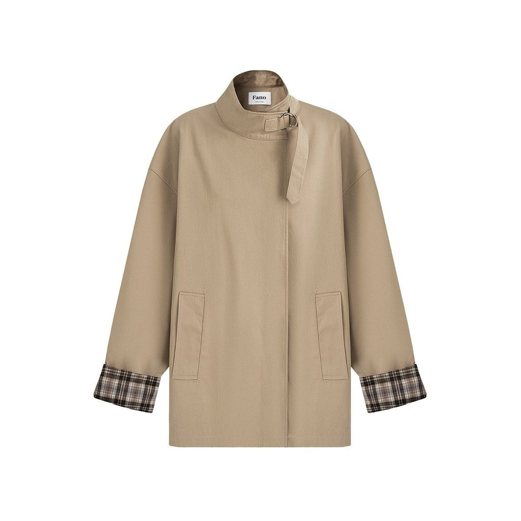 fano_Khaki_Loose_Fit_Single_Breasted_Mid_Length_Korean_Casual_Women_Trench_Coats_MISSTT