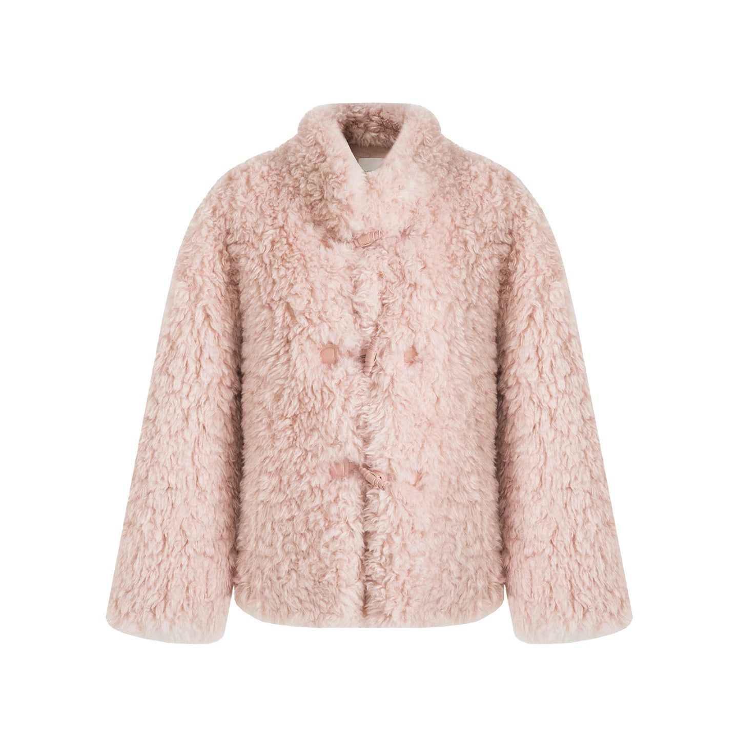 unspoken_Warm_Thick_Stand_Collar_Loose_Fit_Rounded_Hem_Women_Pink_Solid_Short_Coat_MISSTT