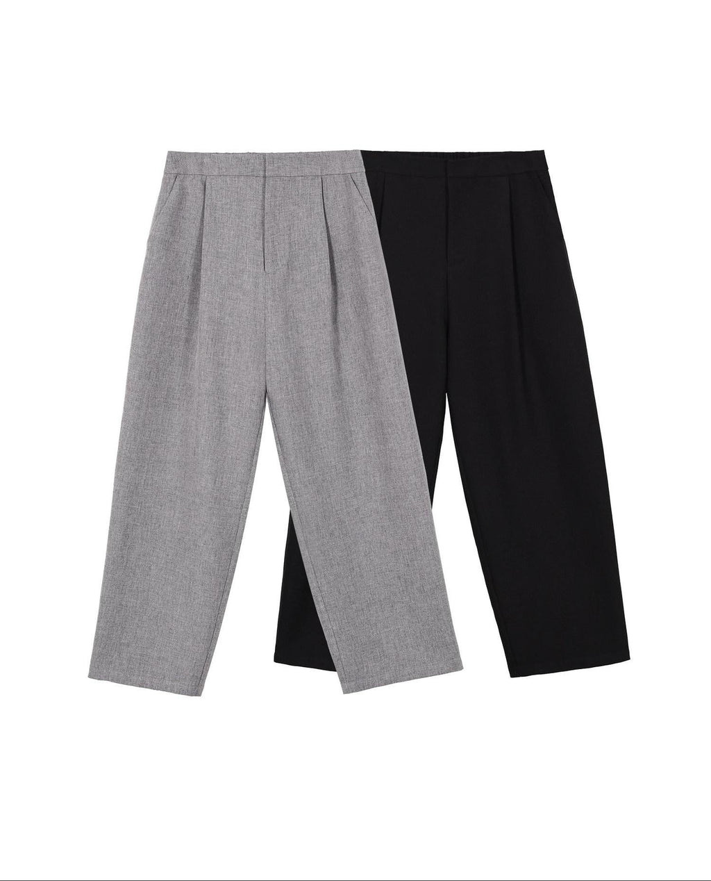 audreyyang Comfortable Pleated Natural Waist Women Polyester Zip Fly Wide Leg Pants