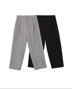 audreyyang Comfortable Pleated Natural Waist Women Polyester Zip Fly Wide Leg Pants