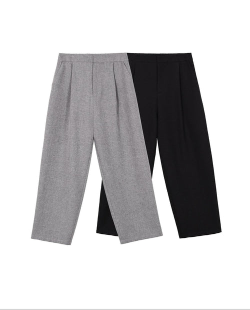 audreyyang Comfortable Pleated Natural Waist Women Polyester Zip Fly Wide Leg Pants