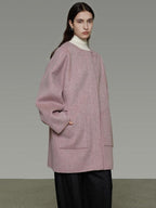 unspoken Pure Wool Loose Fit Minimal Office Midlength Single Button Women Wool Coats